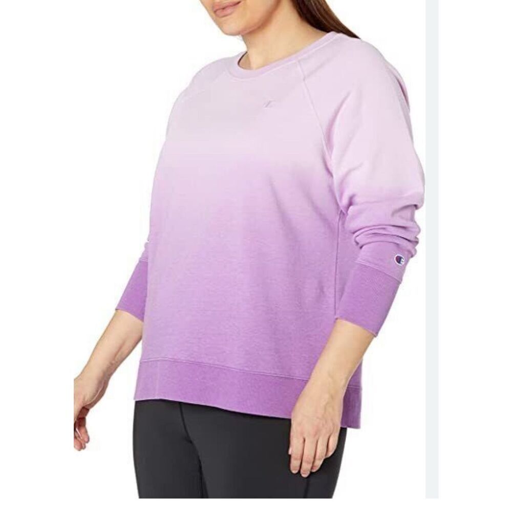 Champion  Women's Purple Ombre-Dyed Fleece Raglan Long Sleeve Sweatshirt Size 4X